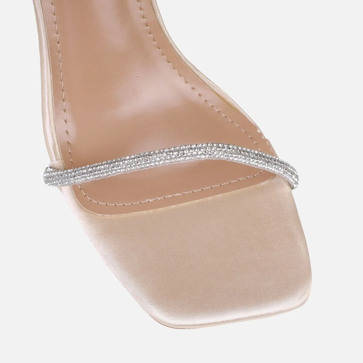 Dionne Crowe Truelove Champagne Satin Strappy Diamante Heels - Image 4