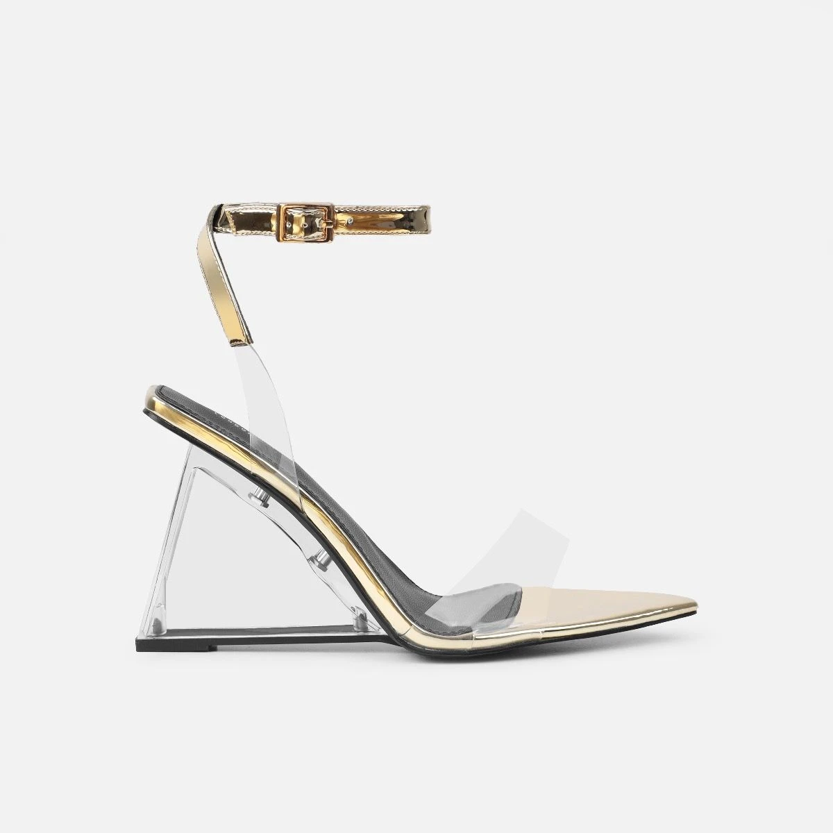 Bali Gold Mirror Clear Wedge Sandals - Image 2