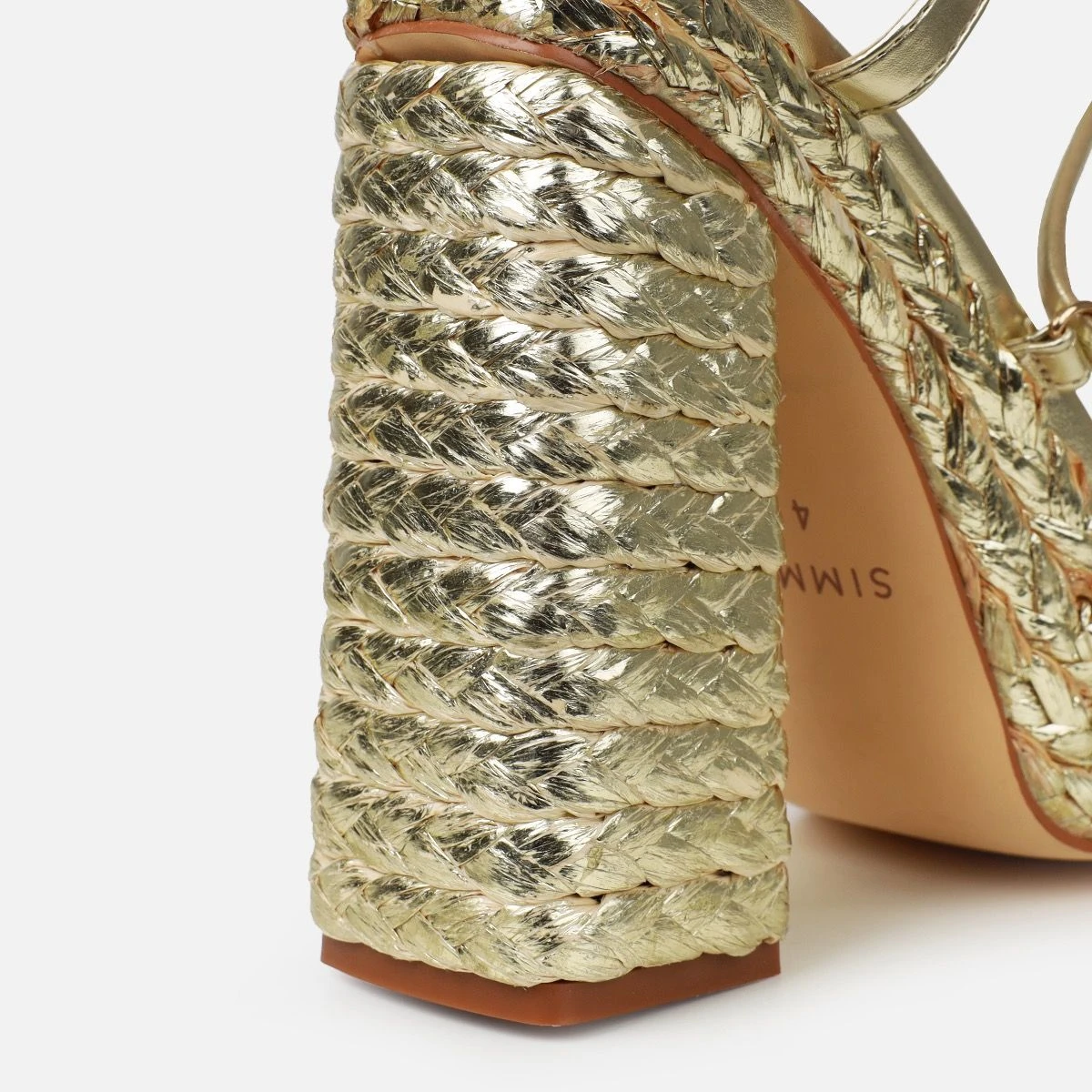 Bambi Gold Espadrille Platform Block Heels - Image 3