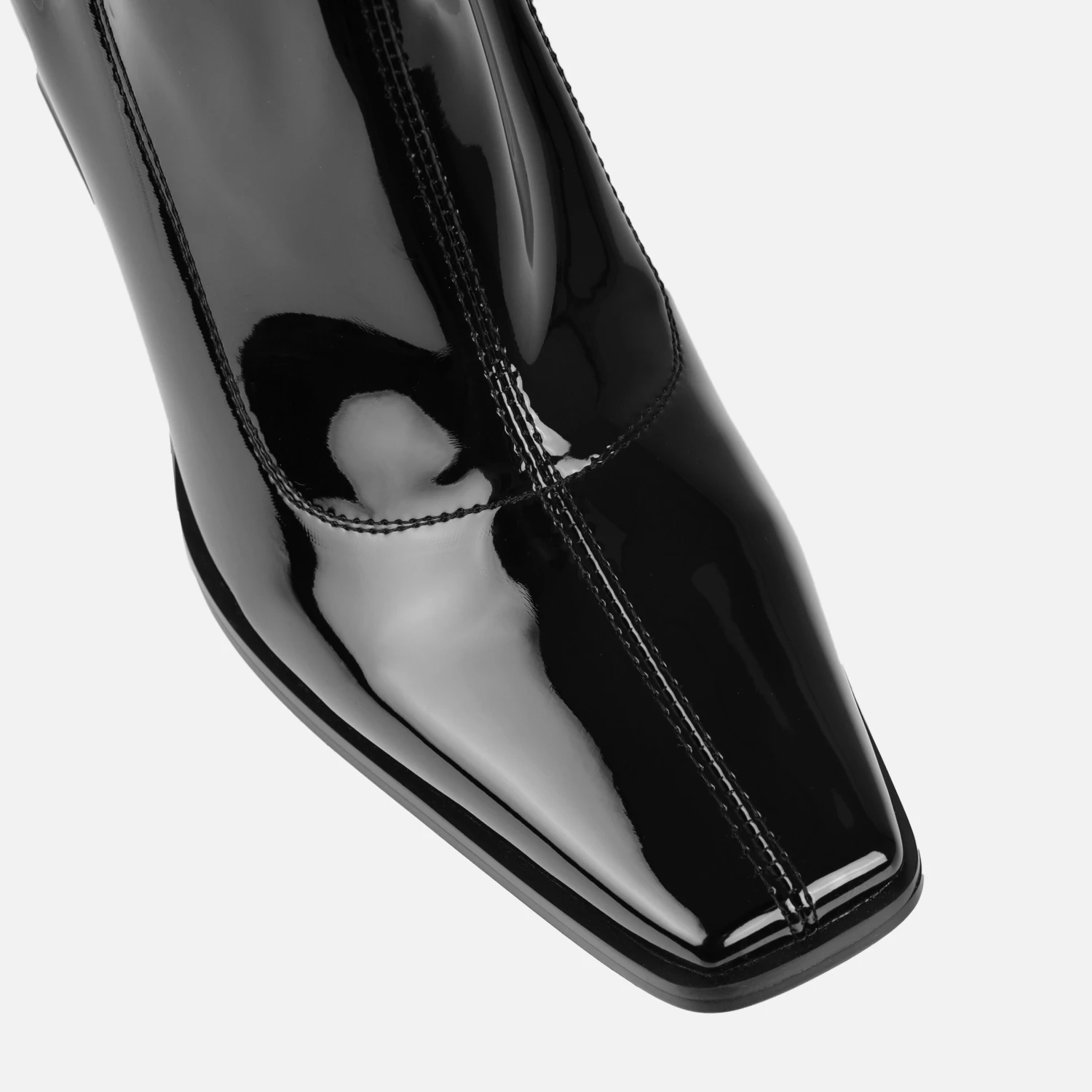 Basil Black Patent Block Heel Ankle Boots - Image 3