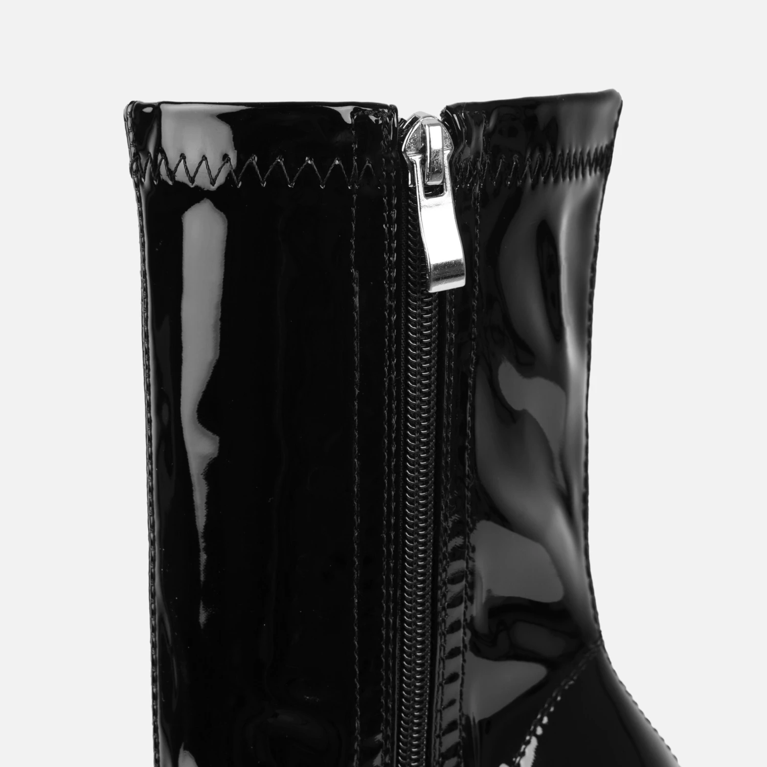 Basil Black Patent Block Heel Ankle Boots - Image 4
