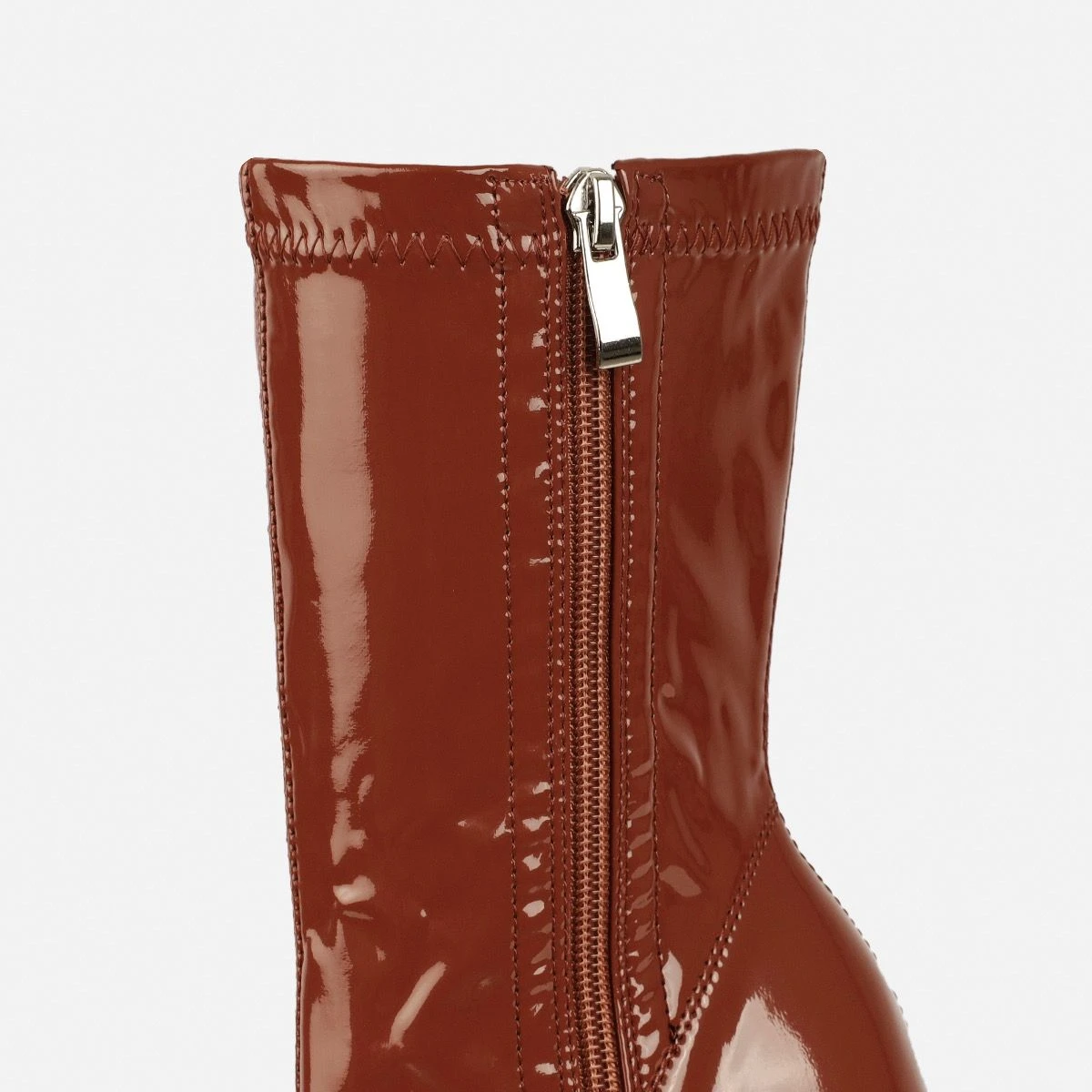 Basil Tan Patent Block Heel Ankle Boots - Image 3