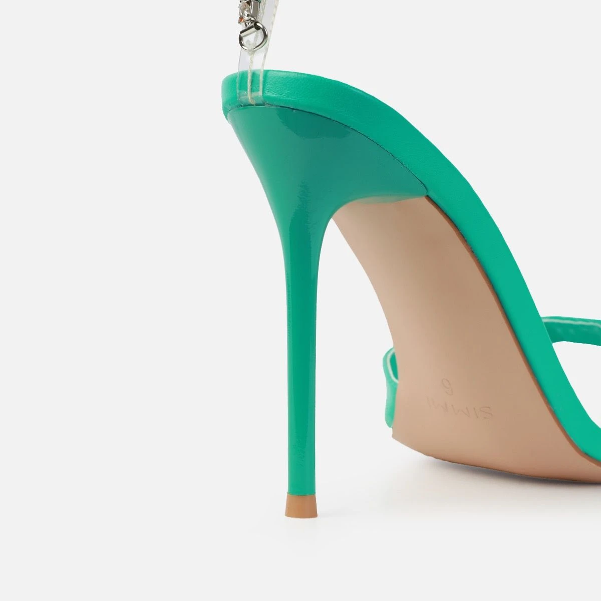 Romee Aqua Blue PU Diamante Strap Stiletto Heels - Image 3