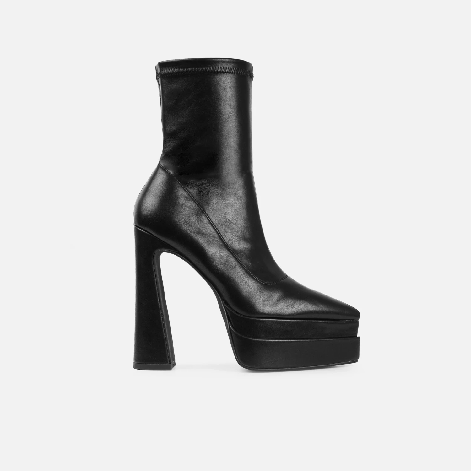 Brookes Black Double Platform Block Heel Ankle Boots - Image 2