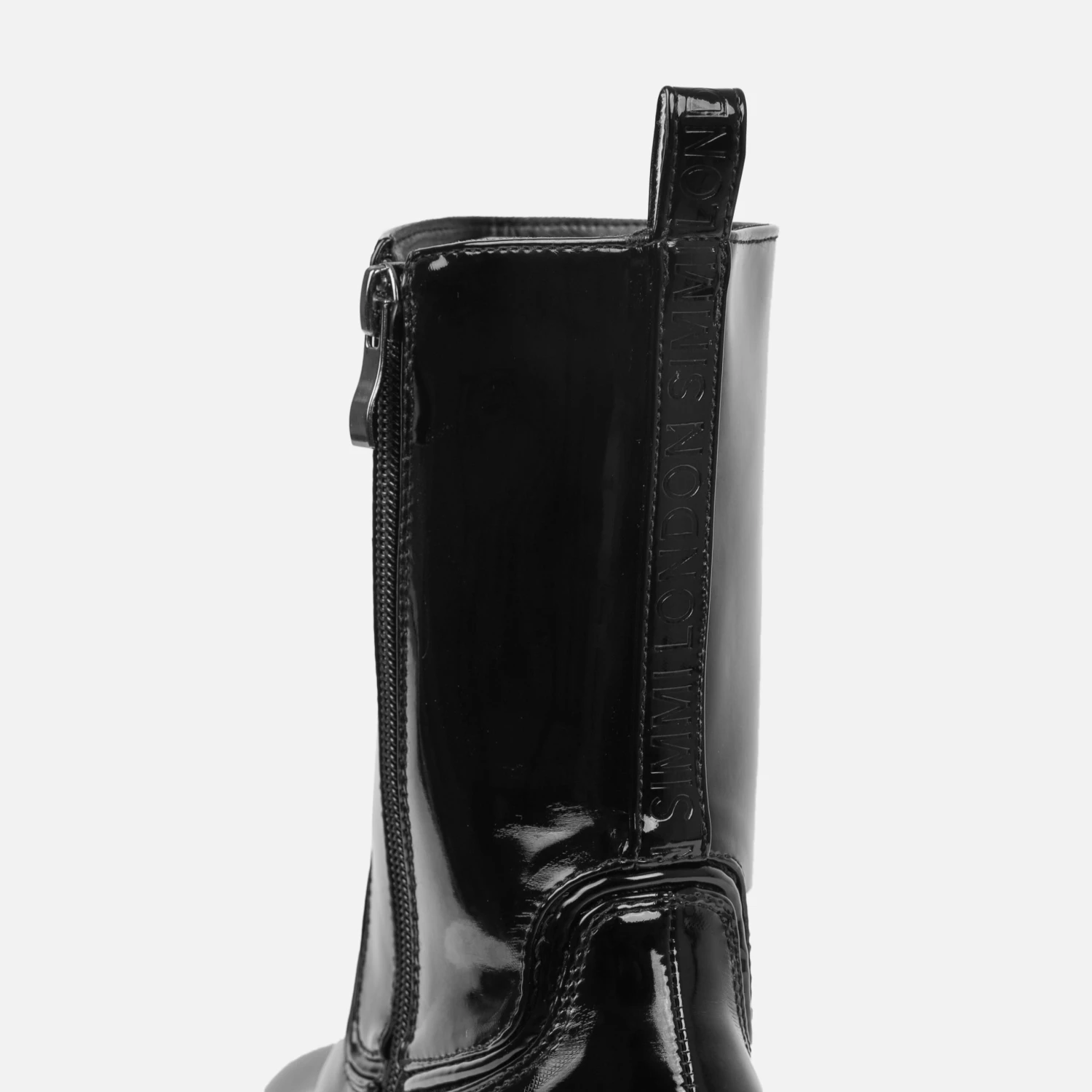 Carlton Black Patent Chunky Flat Ankle Boots - Image 5