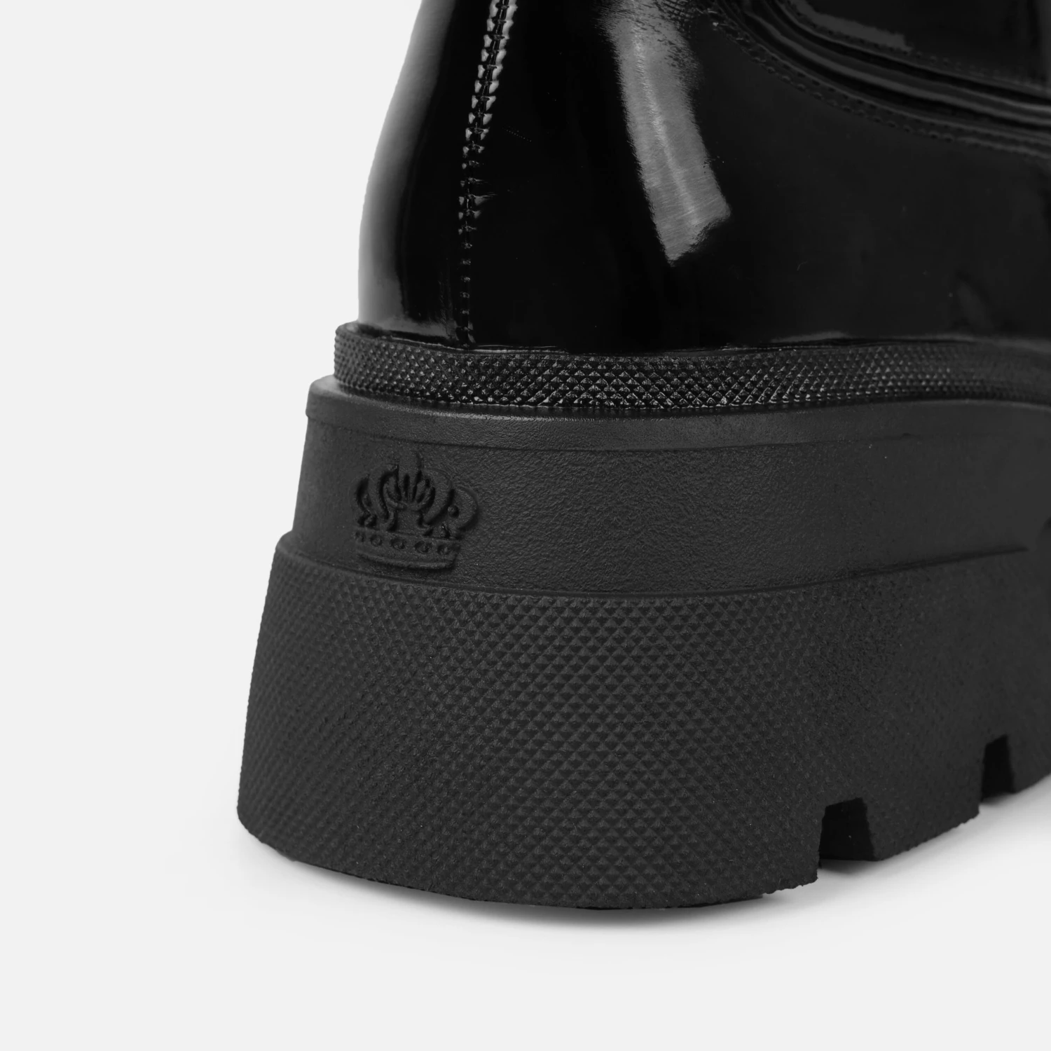 Carlton Black Patent Chunky Flat Ankle Boots - Image 4