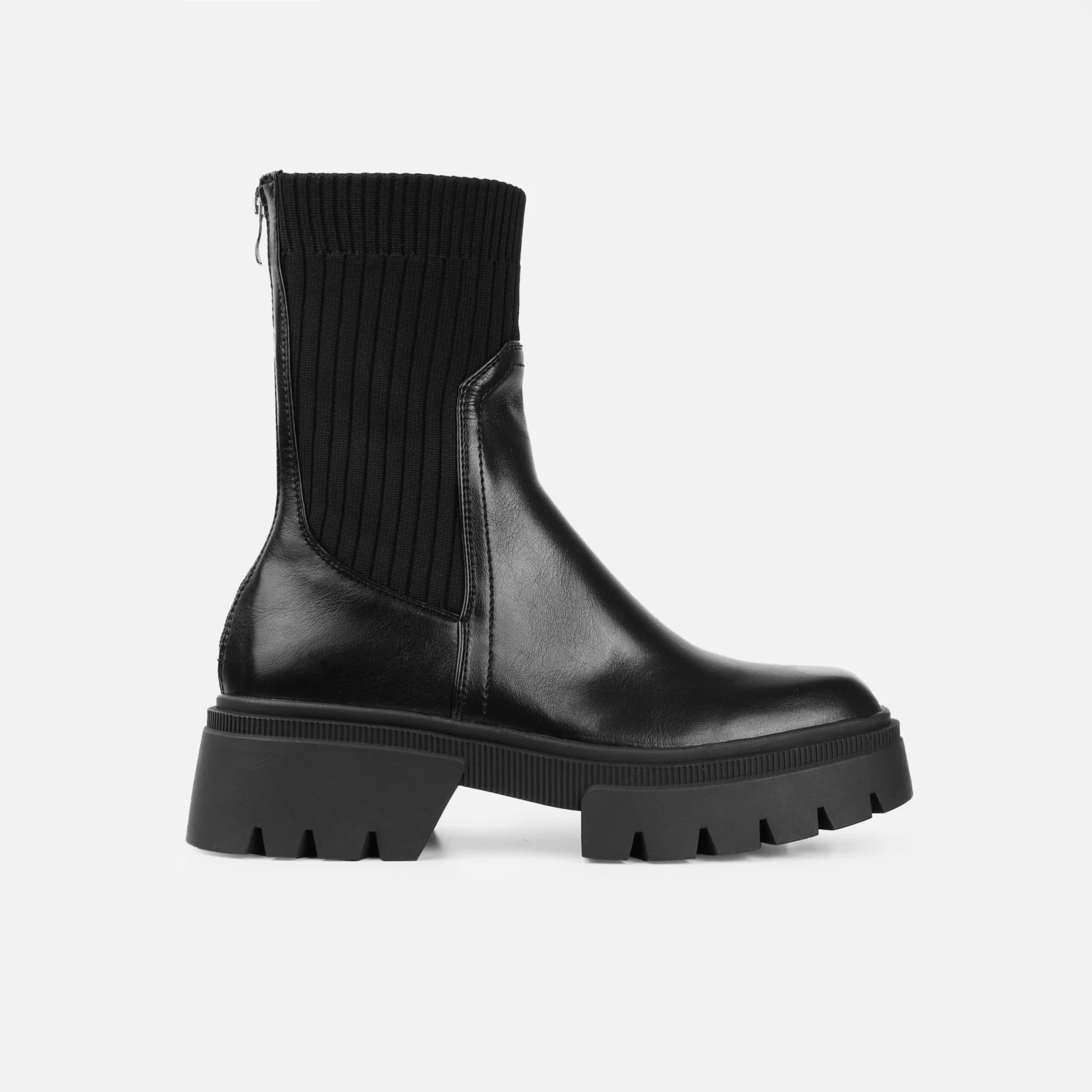 Malakai Black Knit Chunky Ankle Boots - Image 2