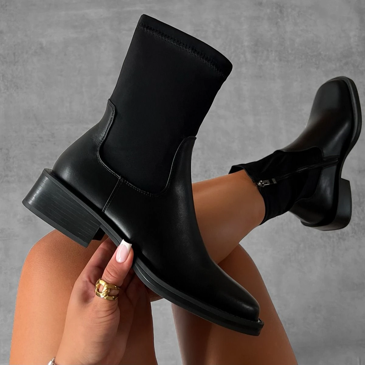 Carrington Black Flat Ankle Boots