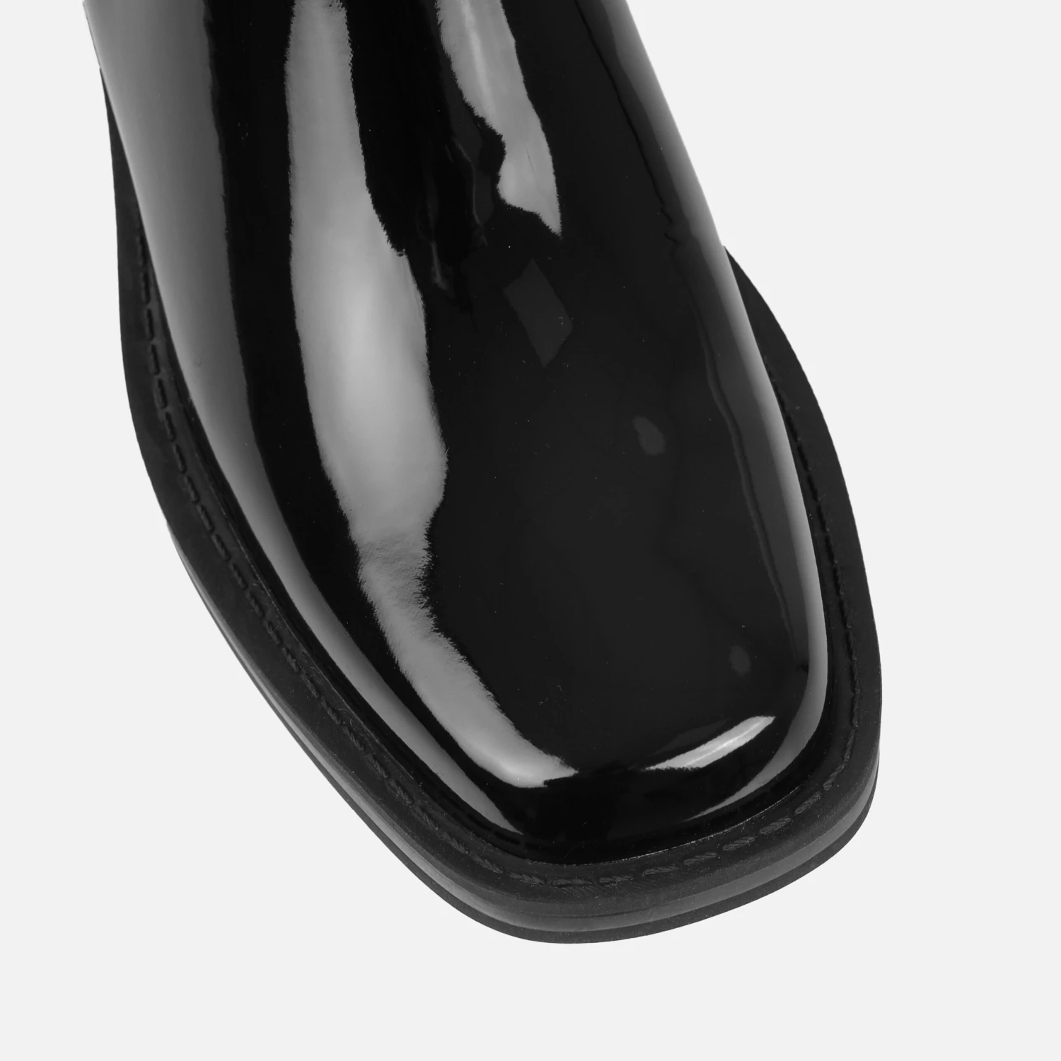 Carrington Black Patent Flat Ankle Boots - Image 3