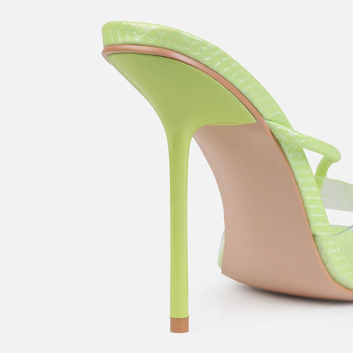 Chita Green Faux Snake Print Clear Toe Thong Mules - Image 3