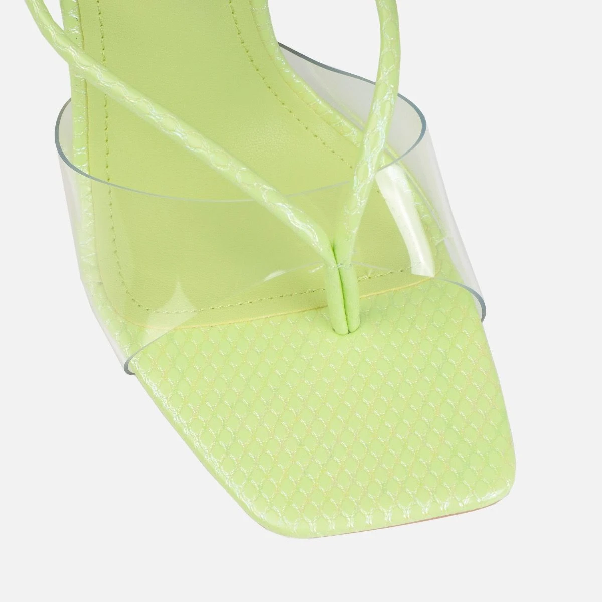 Chita Green Faux Snake Print Clear Toe Thong Mules - Image 4