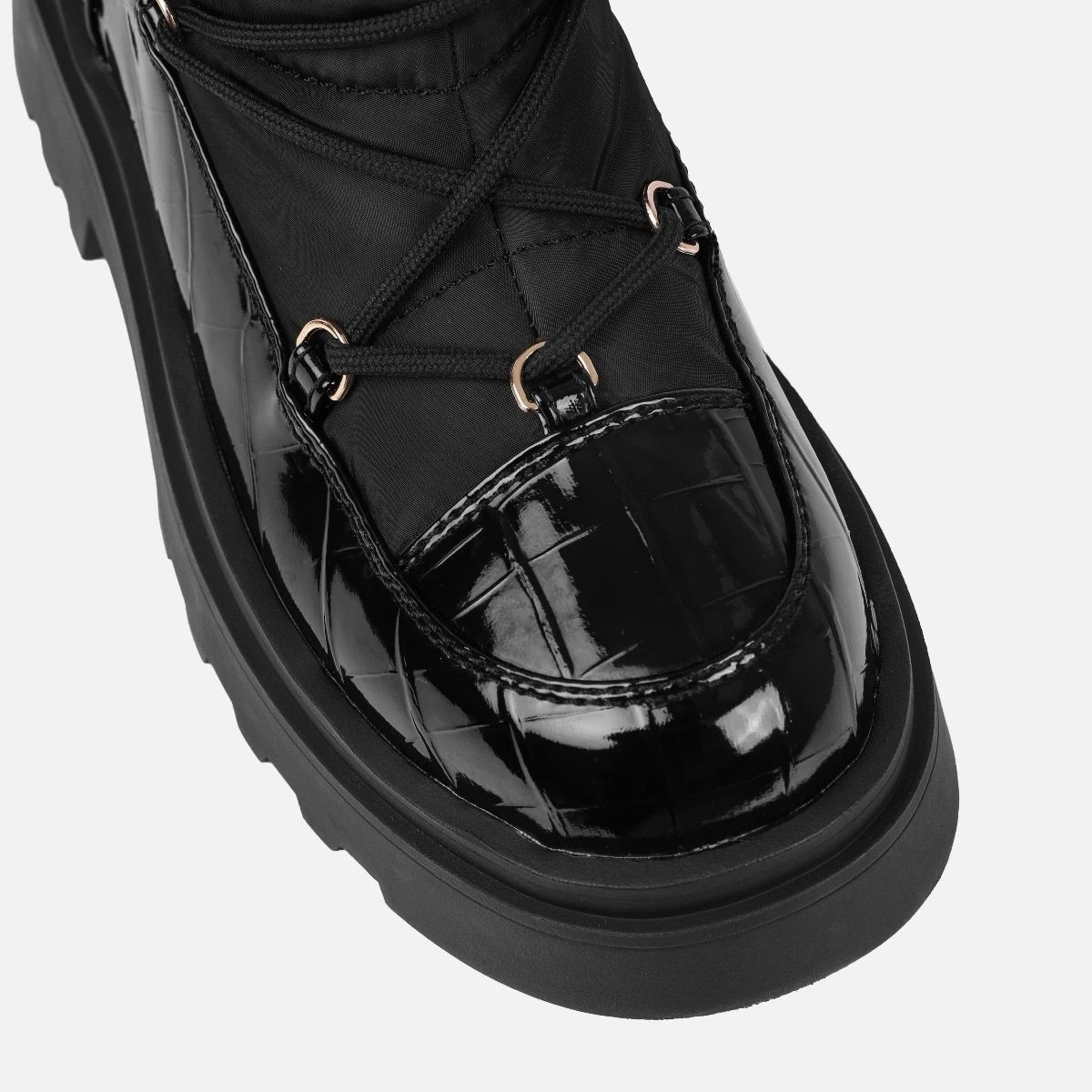 Cimmaron Black Faux Croc Print Chunky Ankle Snow Boots - Image 4