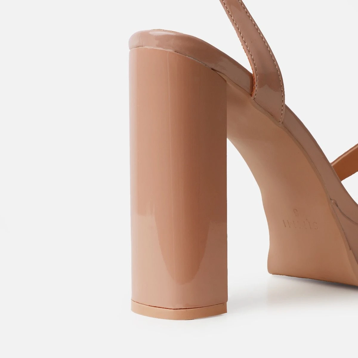 Coconut Nude Patent Platform Block Heels - Image 3