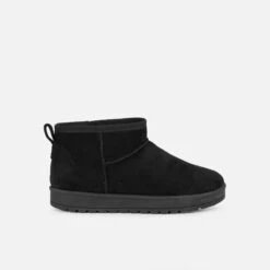 Cosy Black Faux Suede Mini Boots