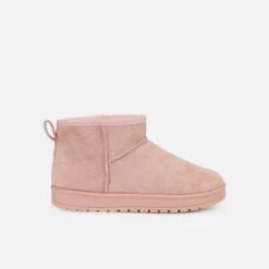 Cosy Pink Faux Suede Mini Boots
