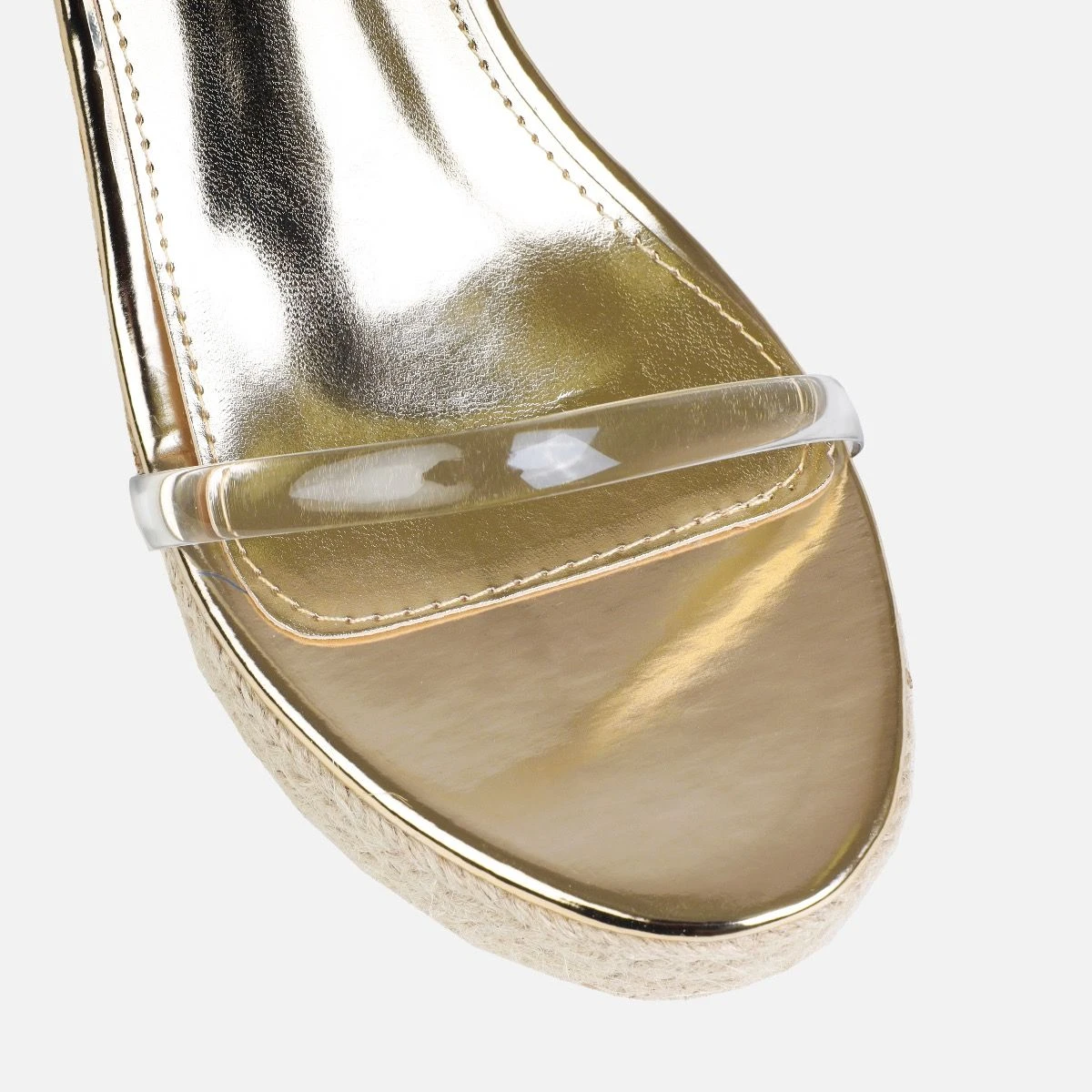Tasha Ghouri Cove Gold Clear Diamante Wedges - Image 4