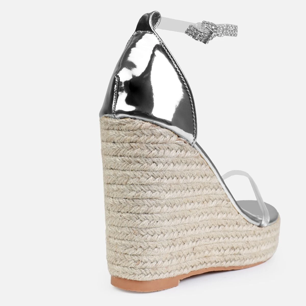 Tasha Ghouri Cove Silver Clear Diamante Wedges - Image 4
