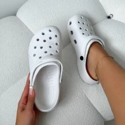 Cruz White Moulded Flat Clogs