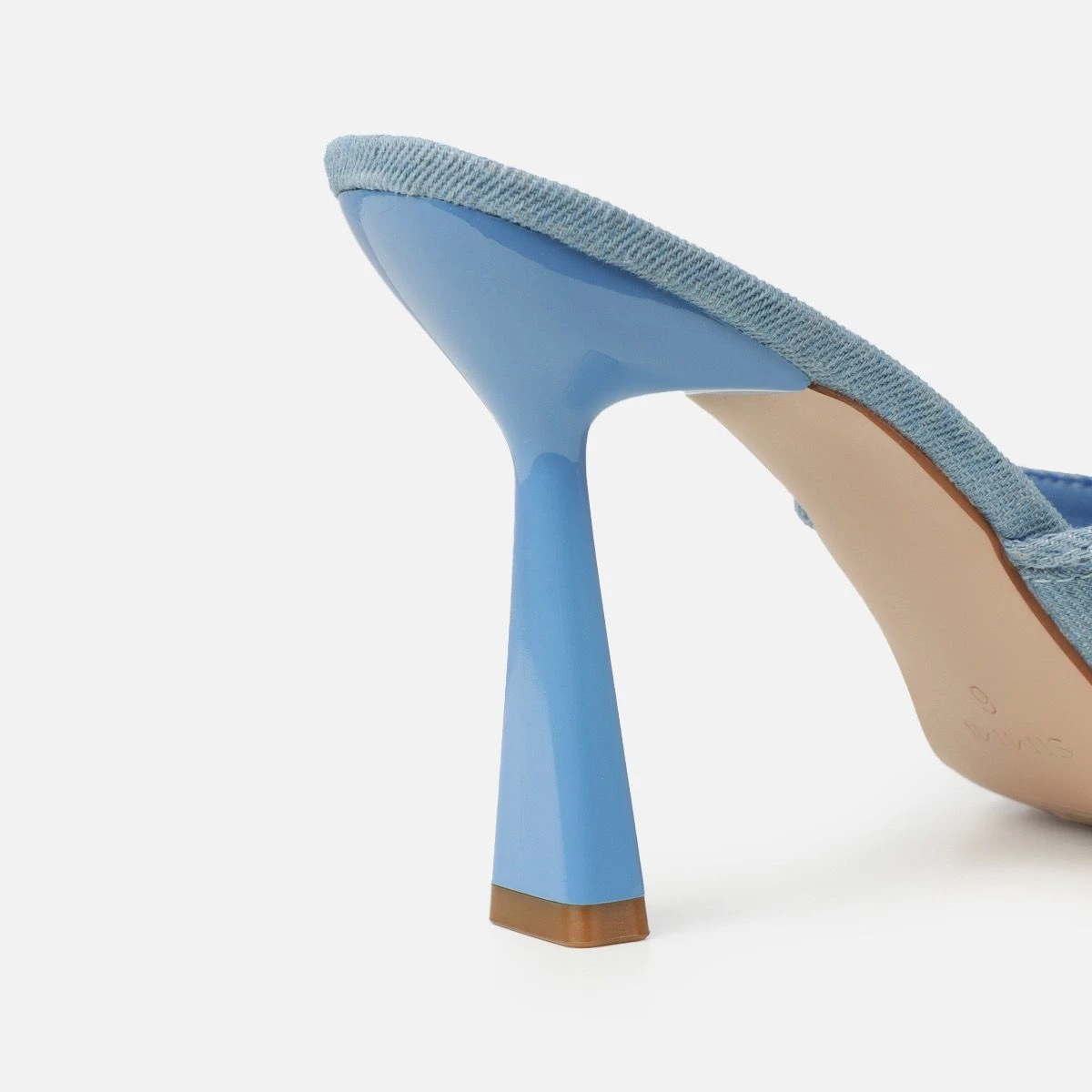 Davina Blue Denim Diamante Bow Lace Up Court Shoes - Image 3