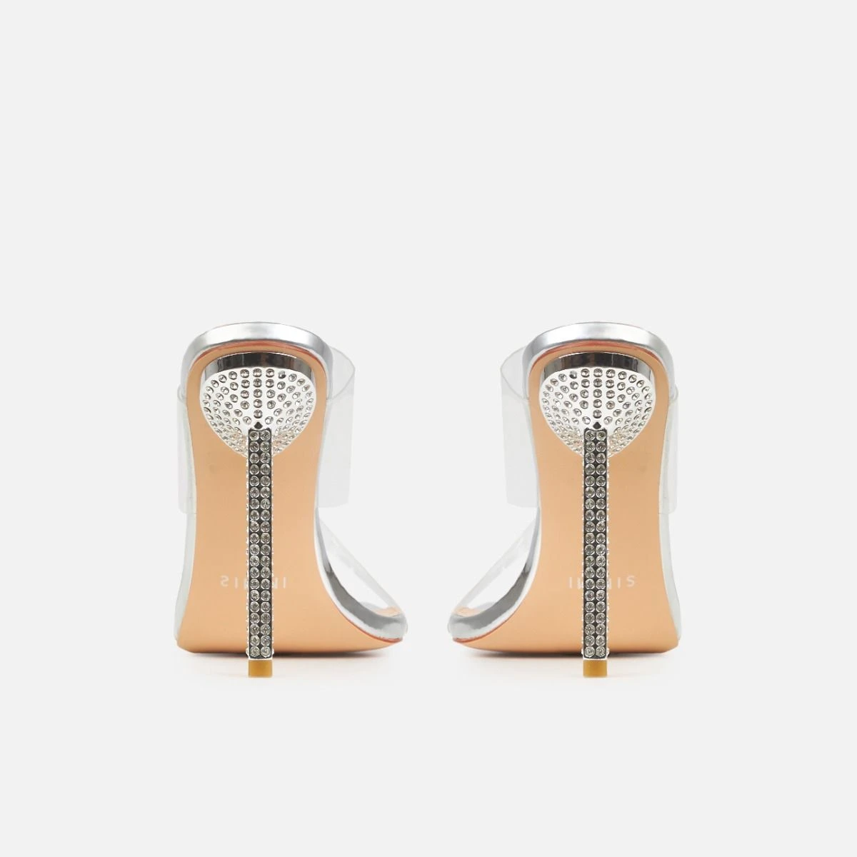 Deja Silver Clear Strappy Diamante Heels - Image 3