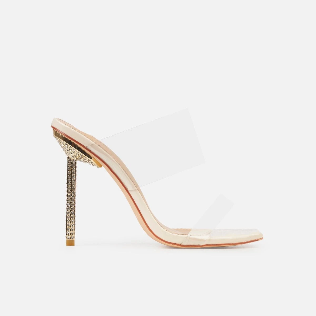 Deja Wide Stone Clear Strappy Diamante Heels - Image 2