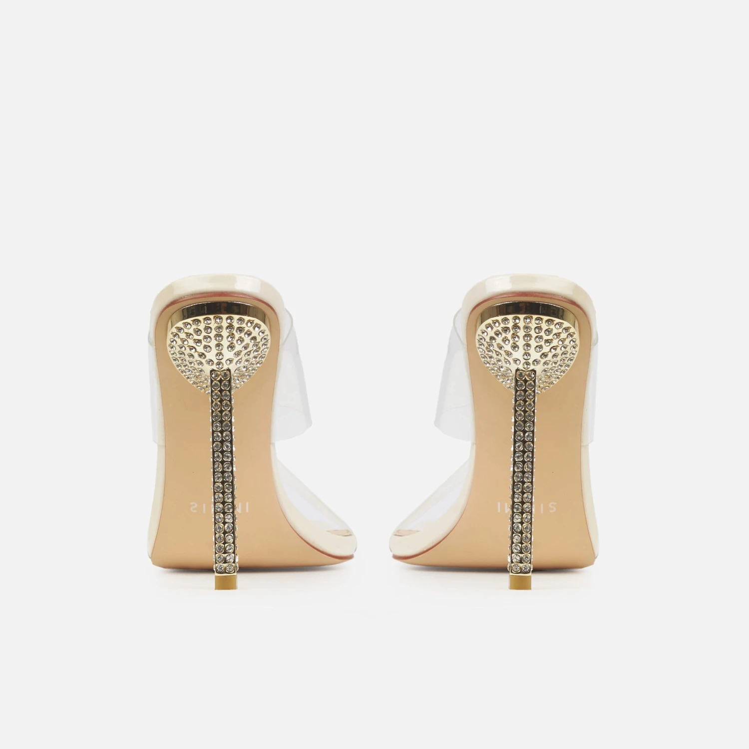 Deja Wide Stone Clear Strappy Diamante Heels - Image 4