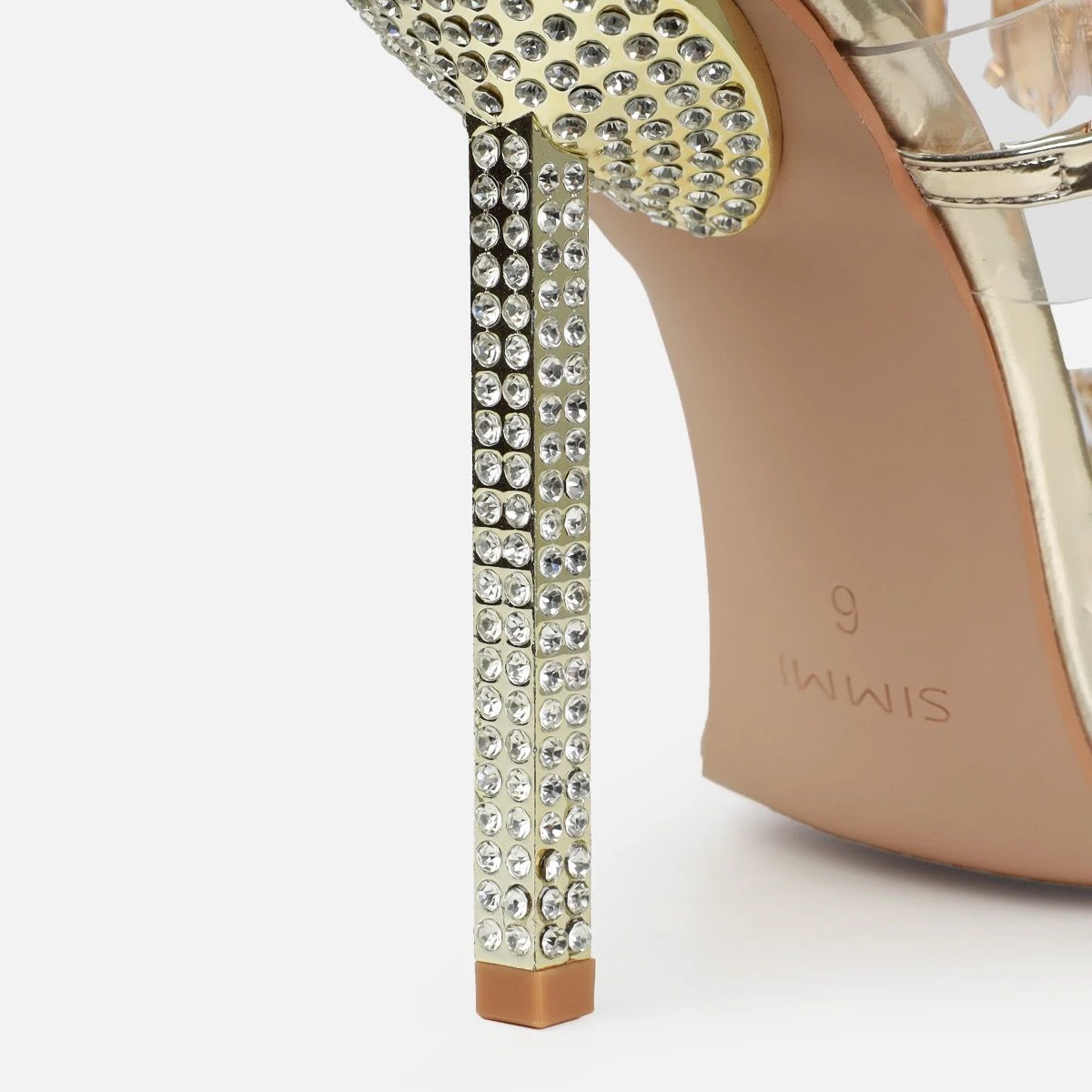 Jacqualyn Gold Clear Diamante Gem Stiletto Mules - Image 3