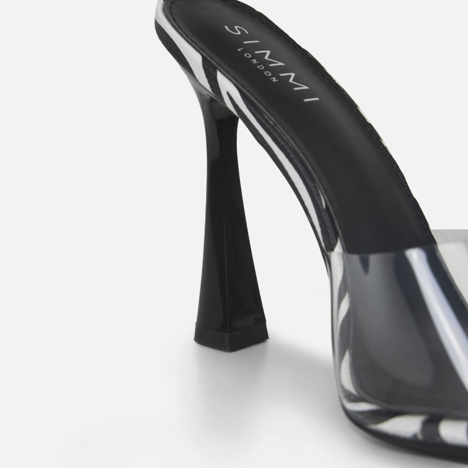 Elise Wide Clear Zebra Patent Mules - Image 3