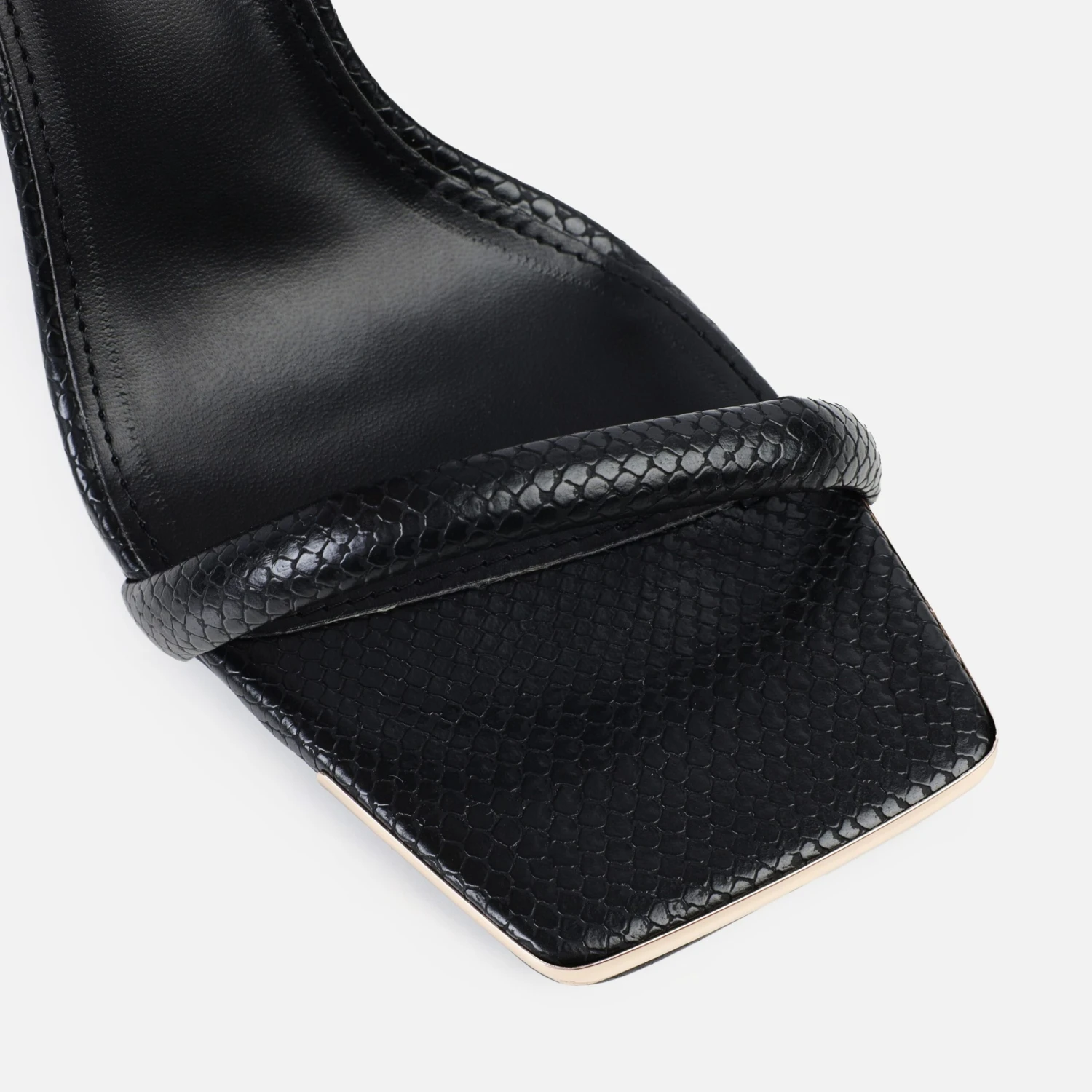 Stargaze Black Faux Snake Print Spiral Stiletto Heels - Image 4