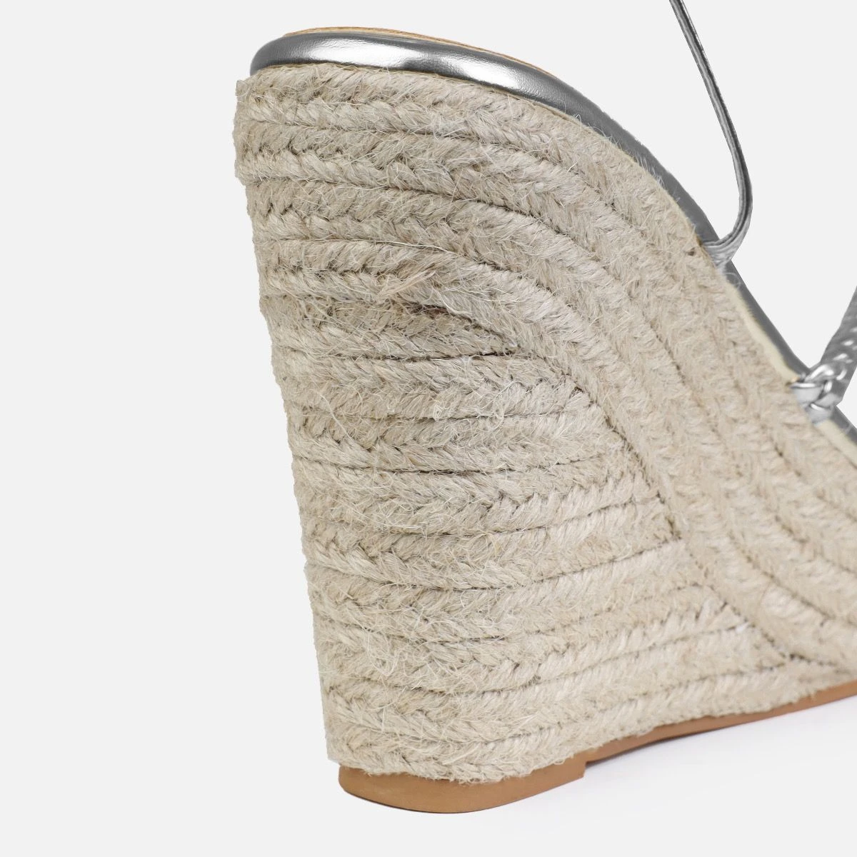 Olive Silver Braided Strappy Espadrille Wedges - Image 3