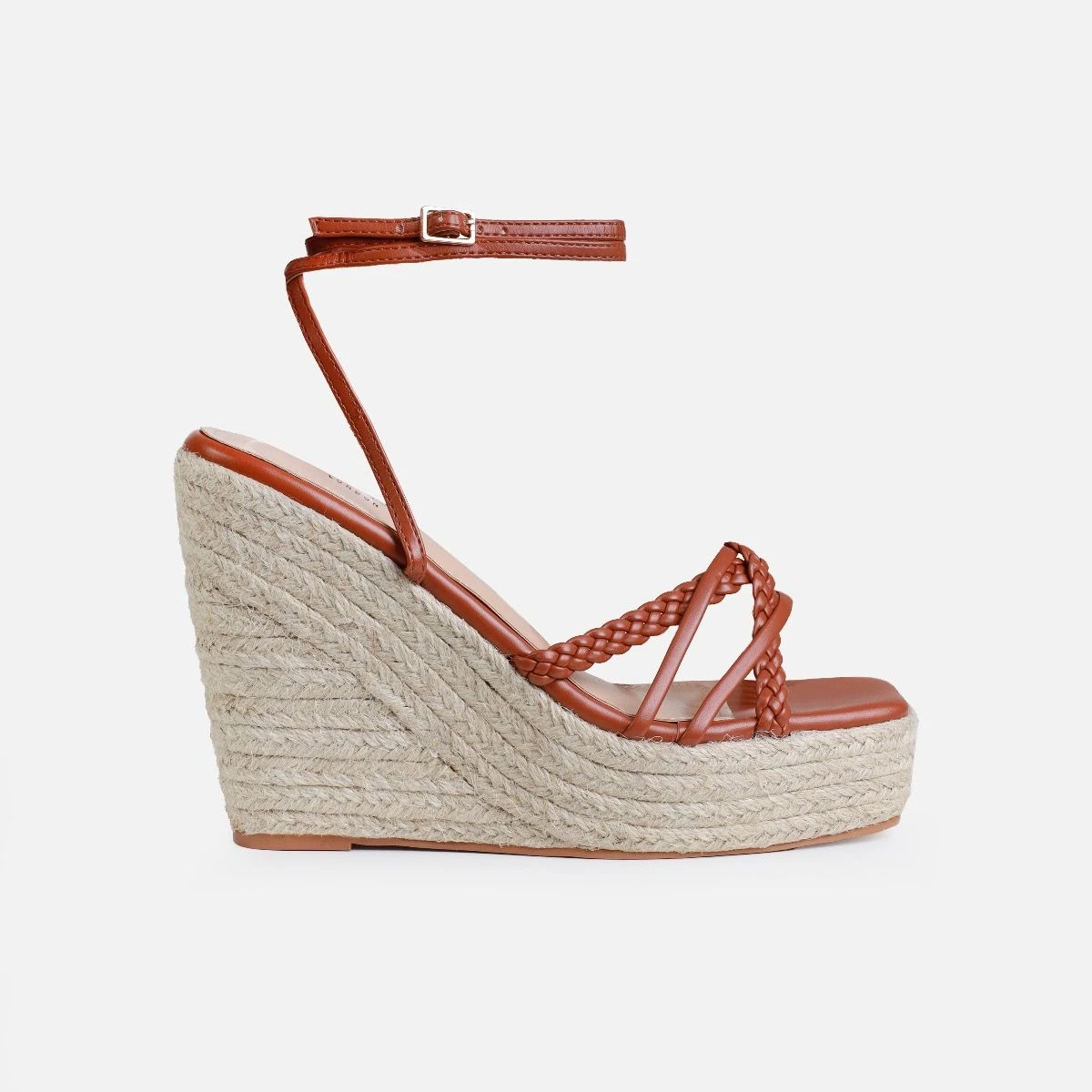 Olive Tan Braided Strappy Espadrille Wedges - Image 2