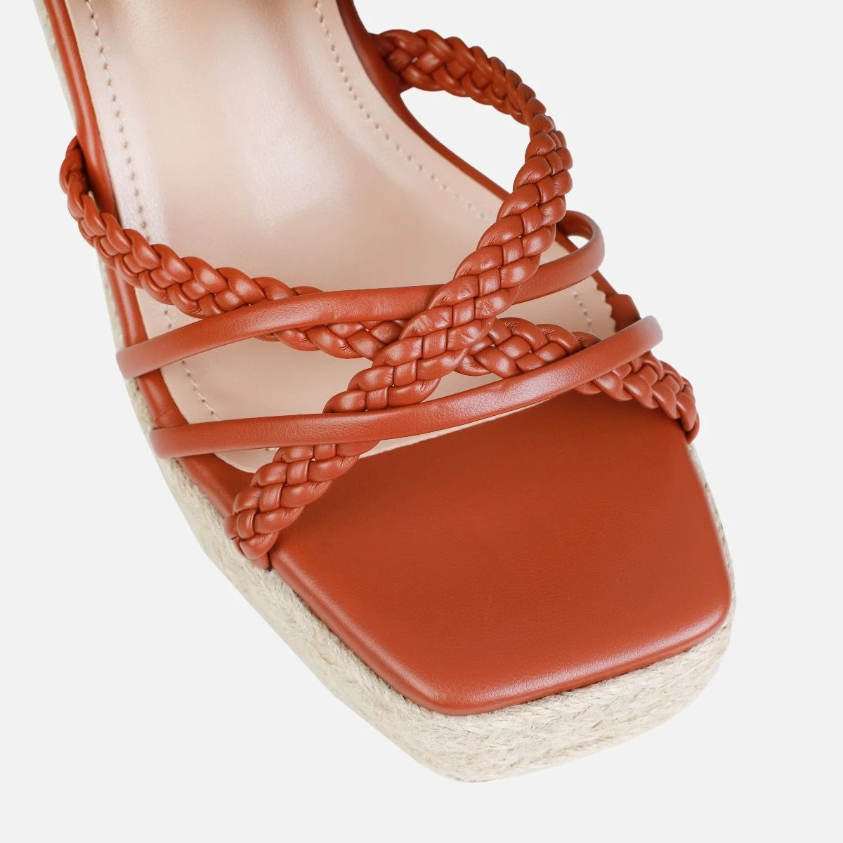 Olive Tan Braided Strappy Espadrille Wedges - Image 4