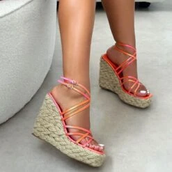 Akela Orange Ombre Wedge Espadrille Sandals