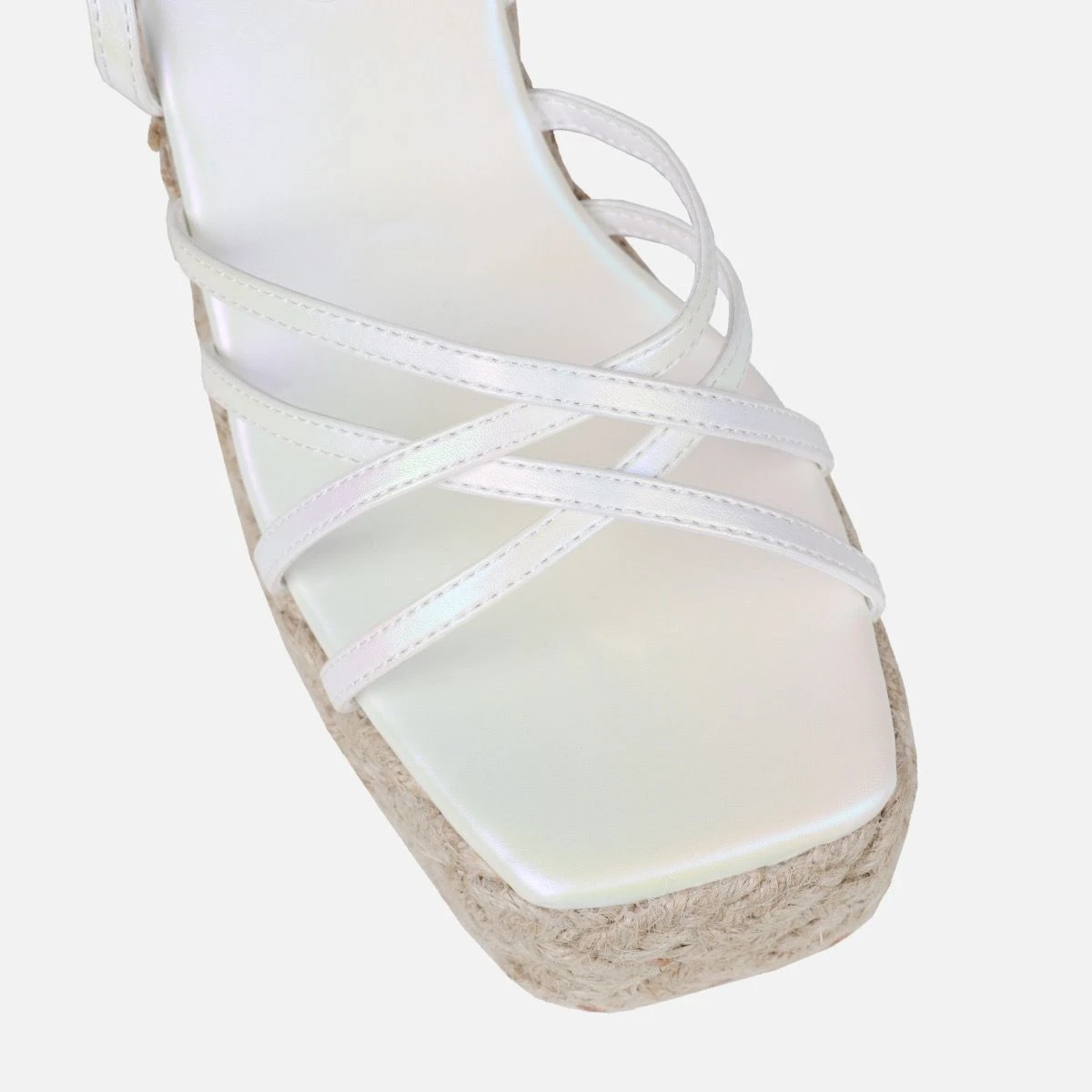 Akela White Pearlised Wedge Espadrille Sandals - Image 4
