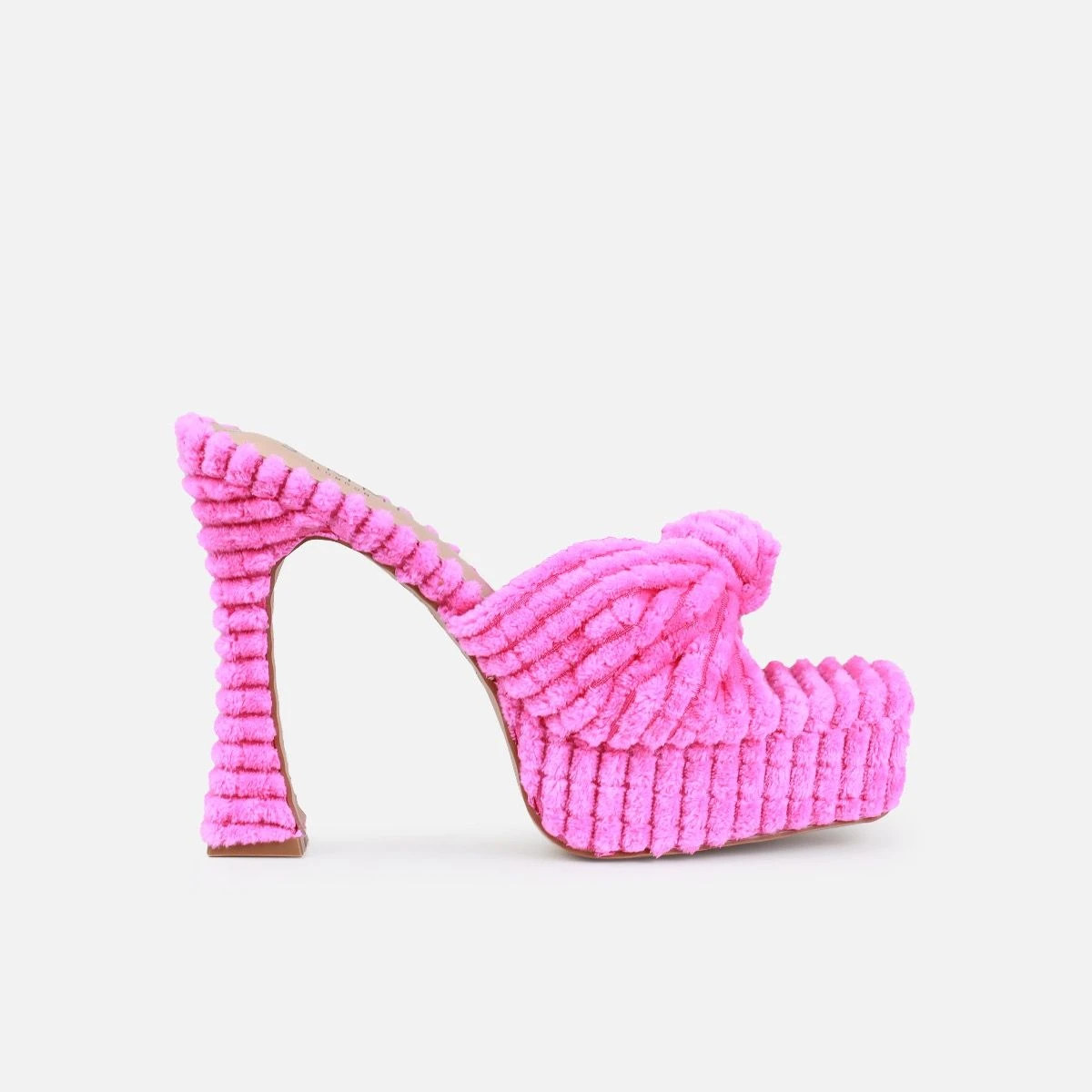 Tasha Ghouri Cedar Pink Towelling Knot Platform Mules - Image 2