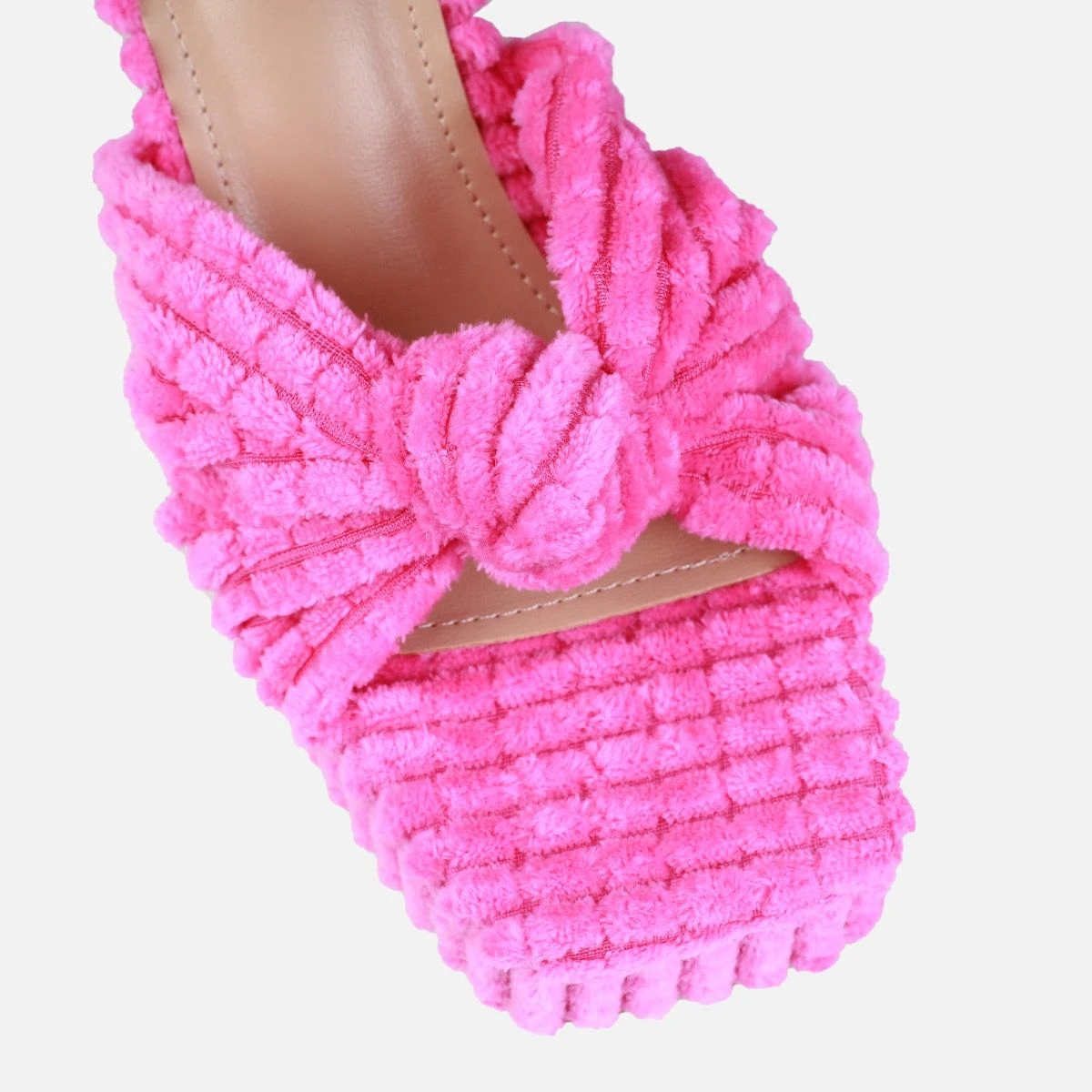 Tasha Ghouri Cedar Pink Towelling Knot Platform Mules - Image 4