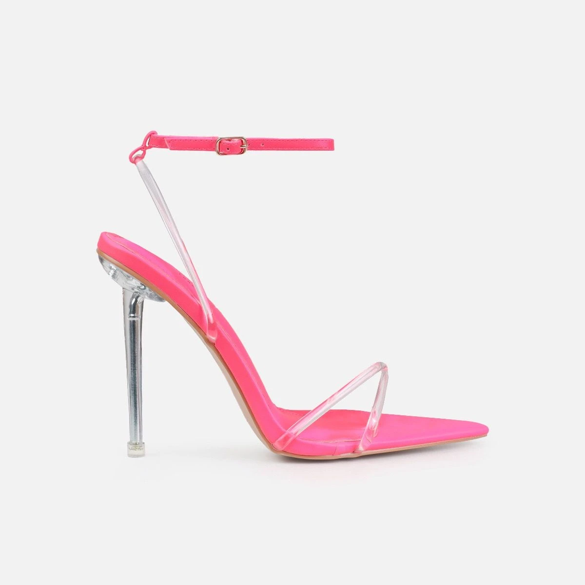 Sade Neon Pink Clear Stiletto Heels - Image 2