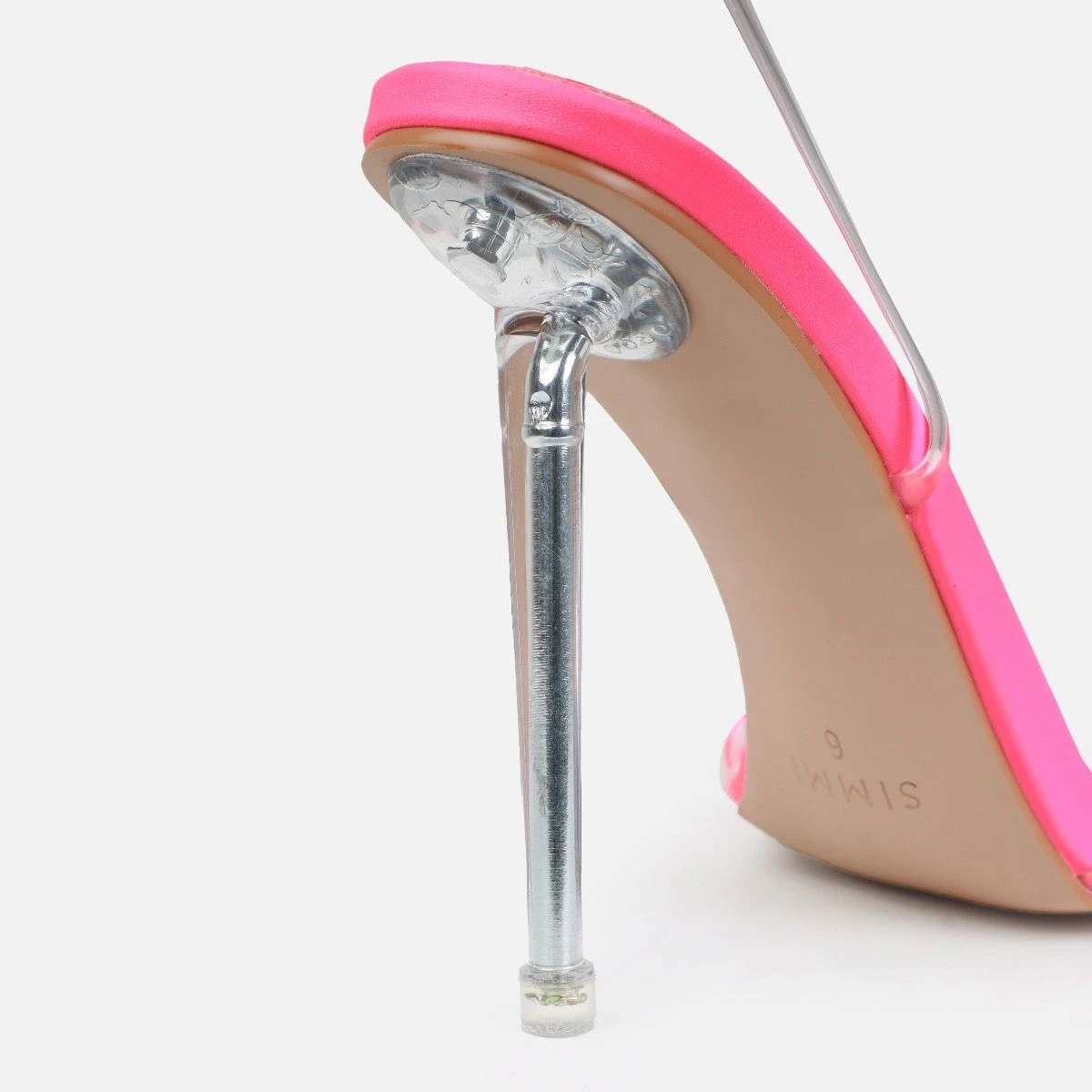 Sade Neon Pink Clear Stiletto Heels - Image 3