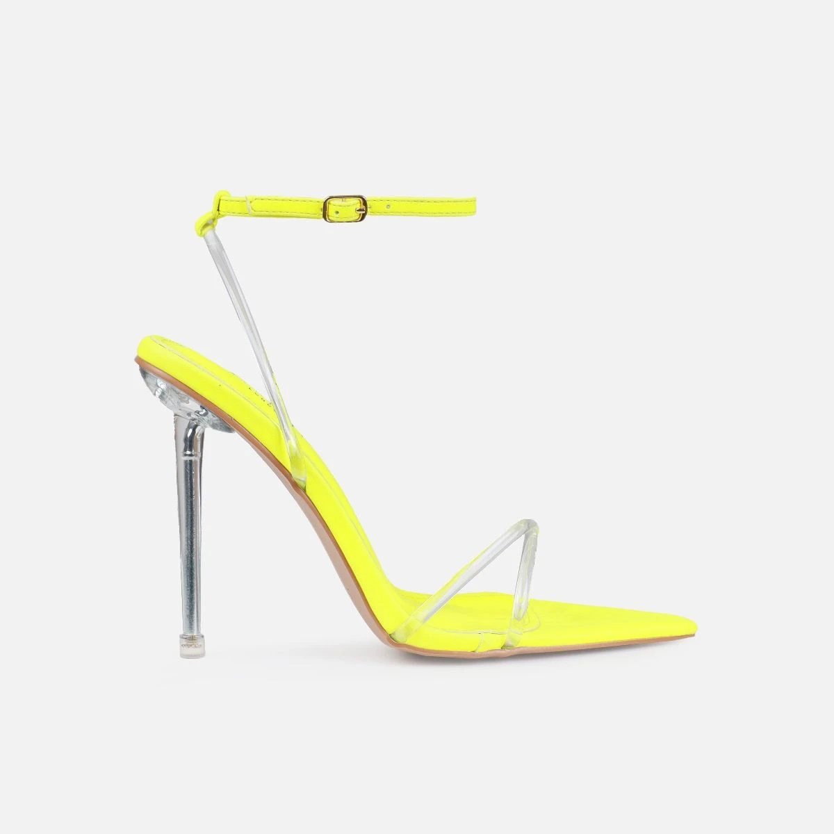Sade Neon Yellow Clear Stiletto Heels - Image 2