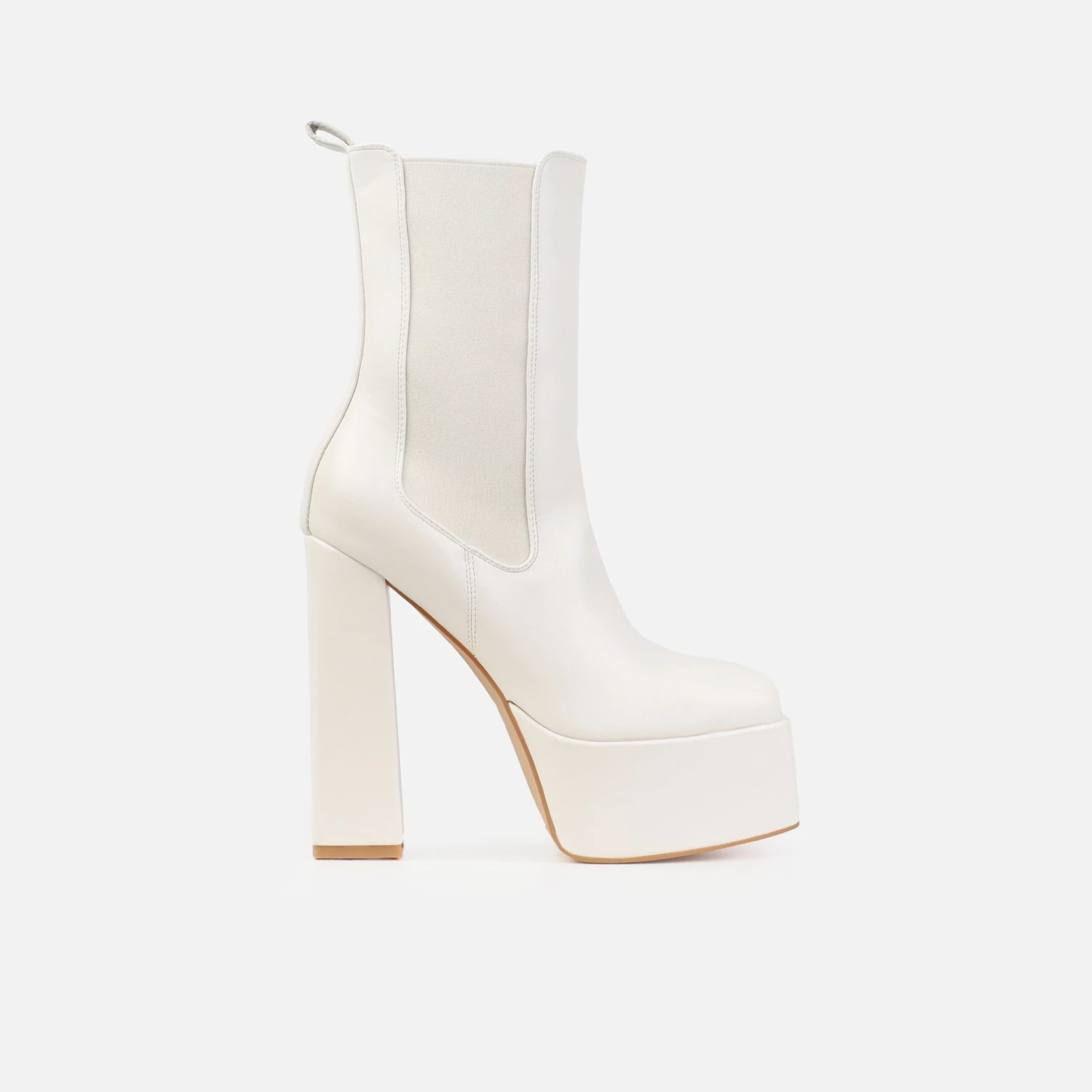Finn Greige Platform Block Heel Ankle Boots - Image 2