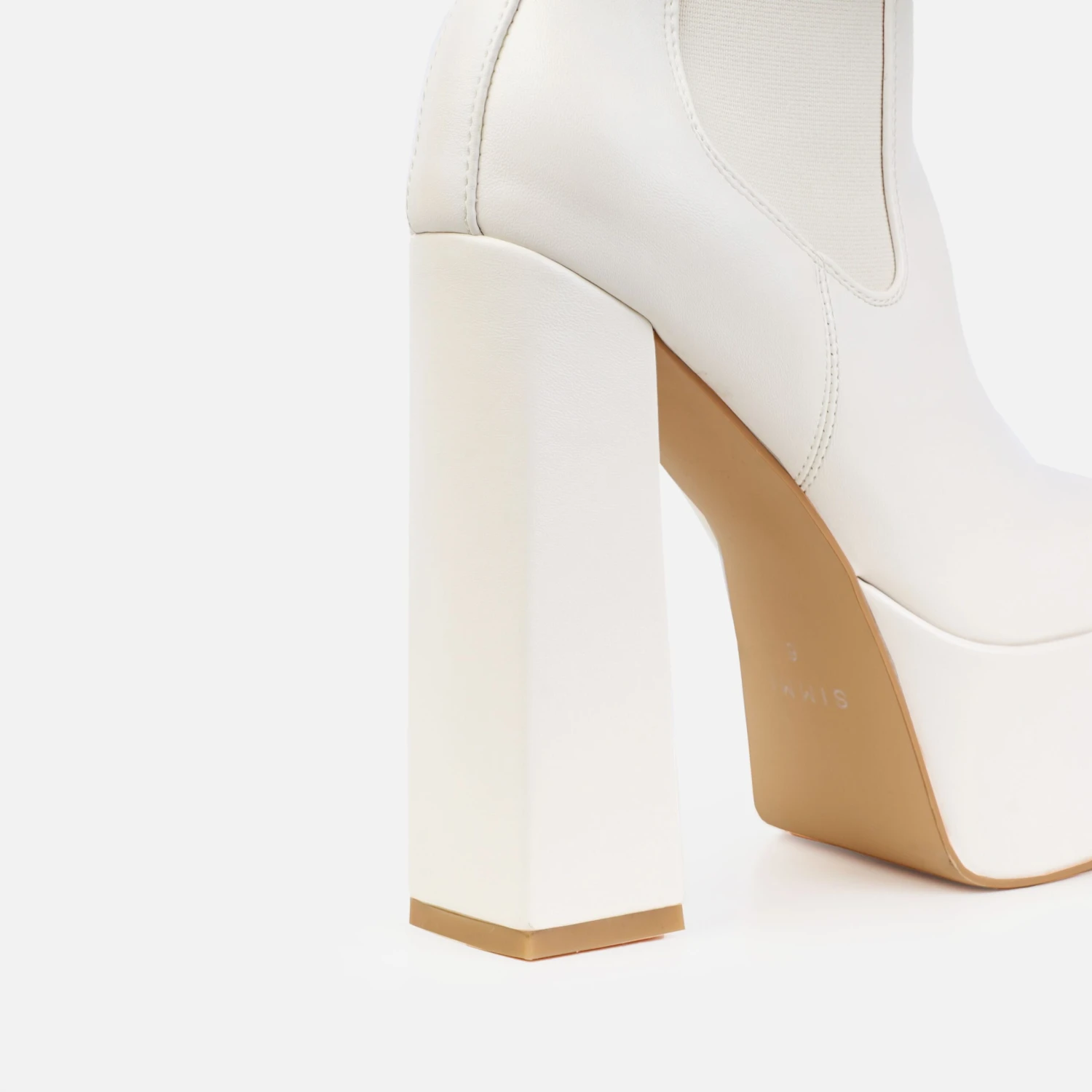 Finn Greige Platform Block Heel Ankle Boots - Image 4