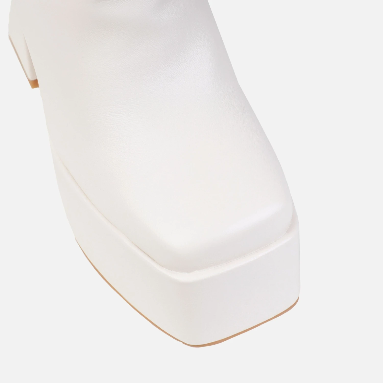 Finn Greige Platform Block Heel Ankle Boots - Image 3