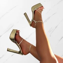 Gaiah Gold Diamante Toggle Platform Heels