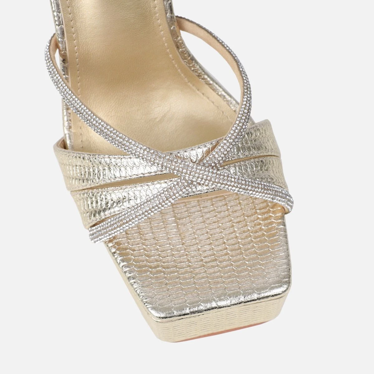 Adelaide Gold Faux Snake Diamante Platform Heels - Image 4
