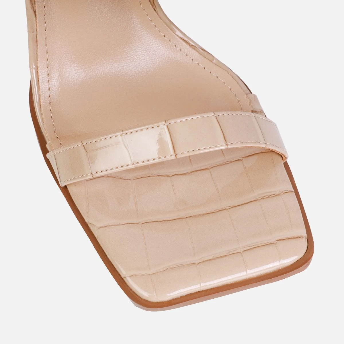 Haniel Nude Faux Croc Print Buckle Stiletto Heels - Image 4