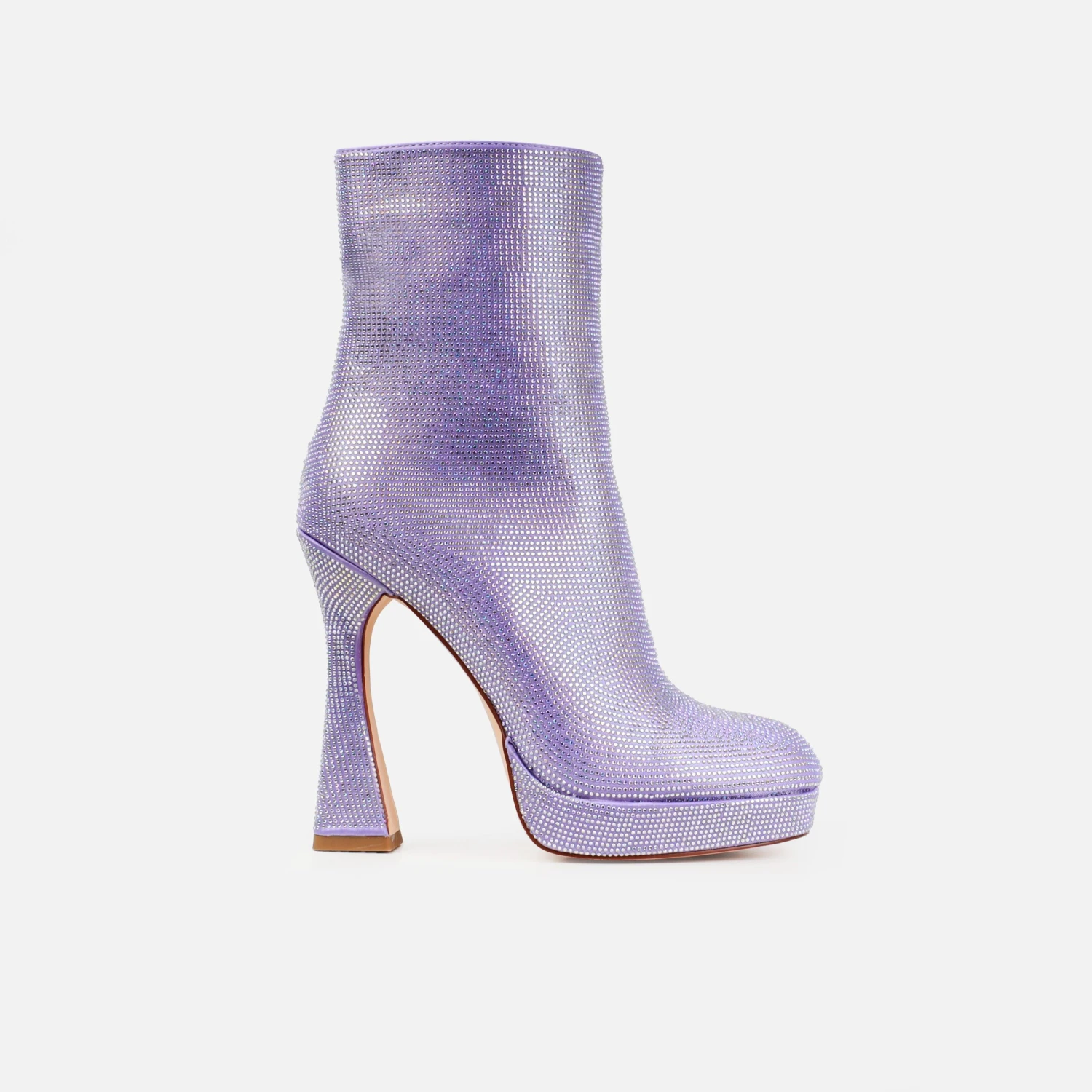 Hans Purple Diamante Platform Block Ankle Boots - Image 2