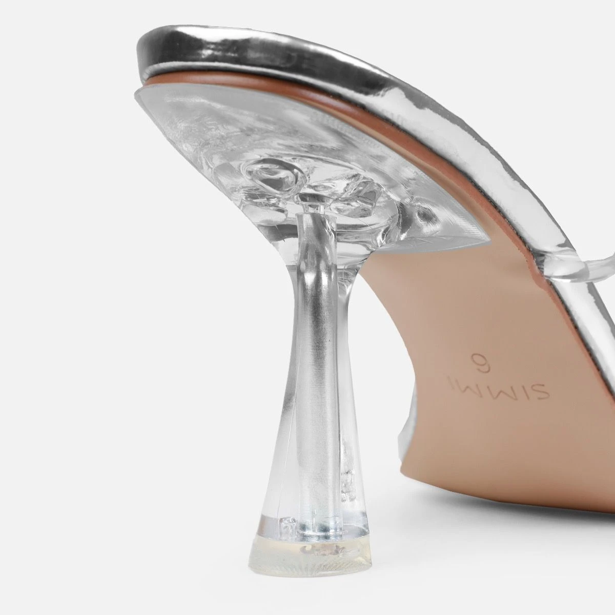 Honie Clear Silver Mid Heel Mules - Image 3