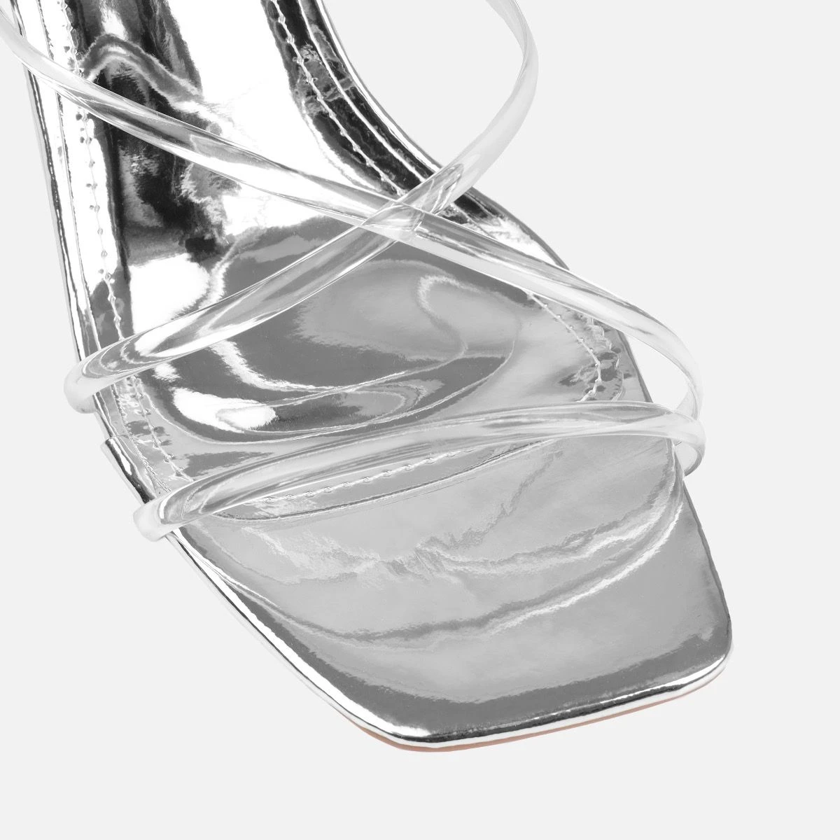Honie Clear Silver Mid Heel Mules - Image 4