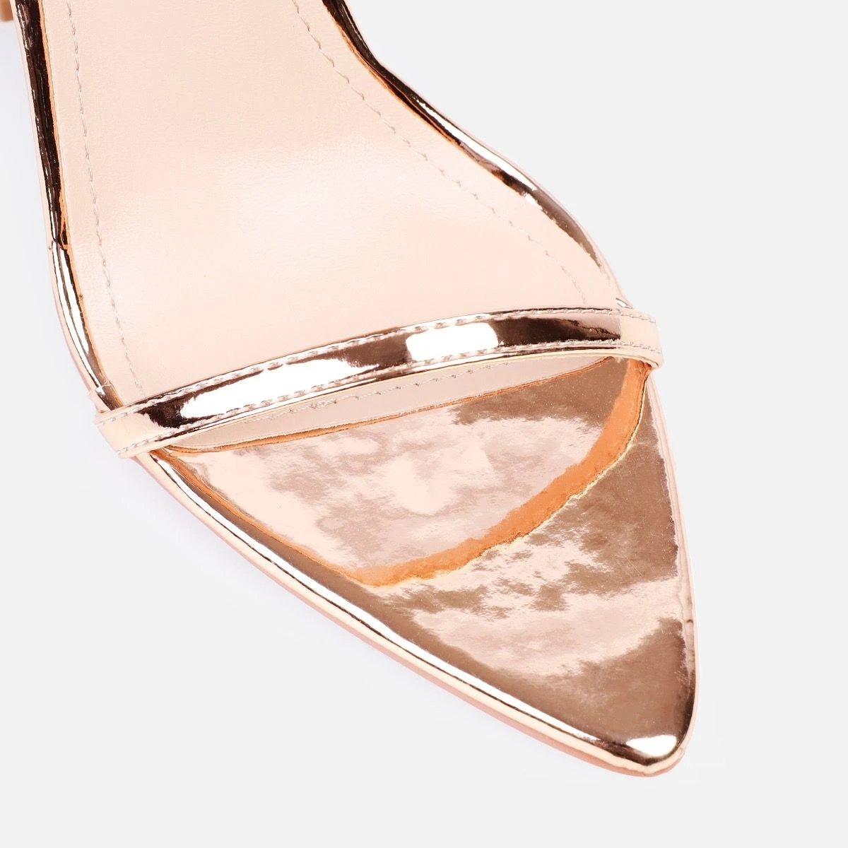Icey Rose Gold Diamante Buckle Block Heels - Image 4