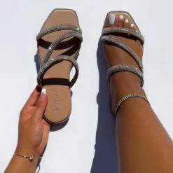 Lainey Nude Diamante Strappy Sandals